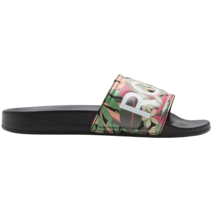 2024 Roxy Frauen Slippy Slider Sandalen ARJL100679 - Black / Pink / Soft Lime